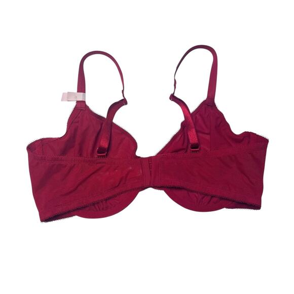 Victoria's Secret Motif Unlined Low-Cut Demi Bra Hearts Red Lacquer Size 38DD - Picture 2 of 4